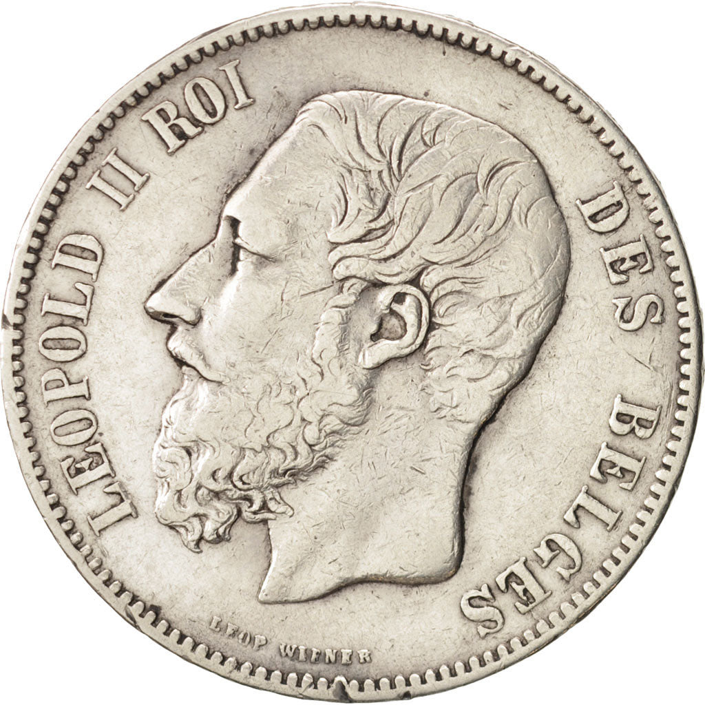 Belgium, Leopold II, 5 Francs, 5 Frank, 1874, VF(30-35), Silver, KM:24