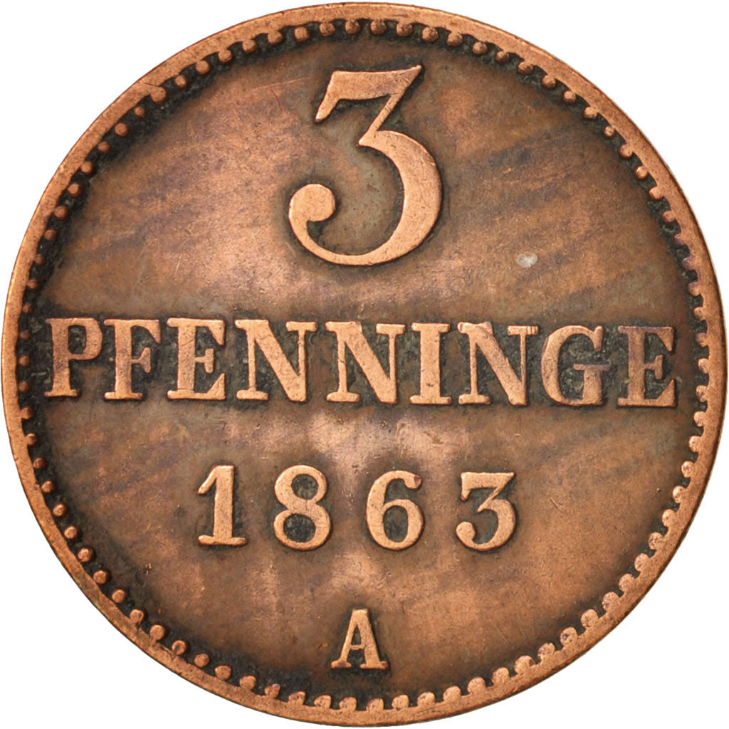 German States, MECKLENBURG-SCHWERIN, Friedrich Franz II, 3 Pfennig, Dreiling
