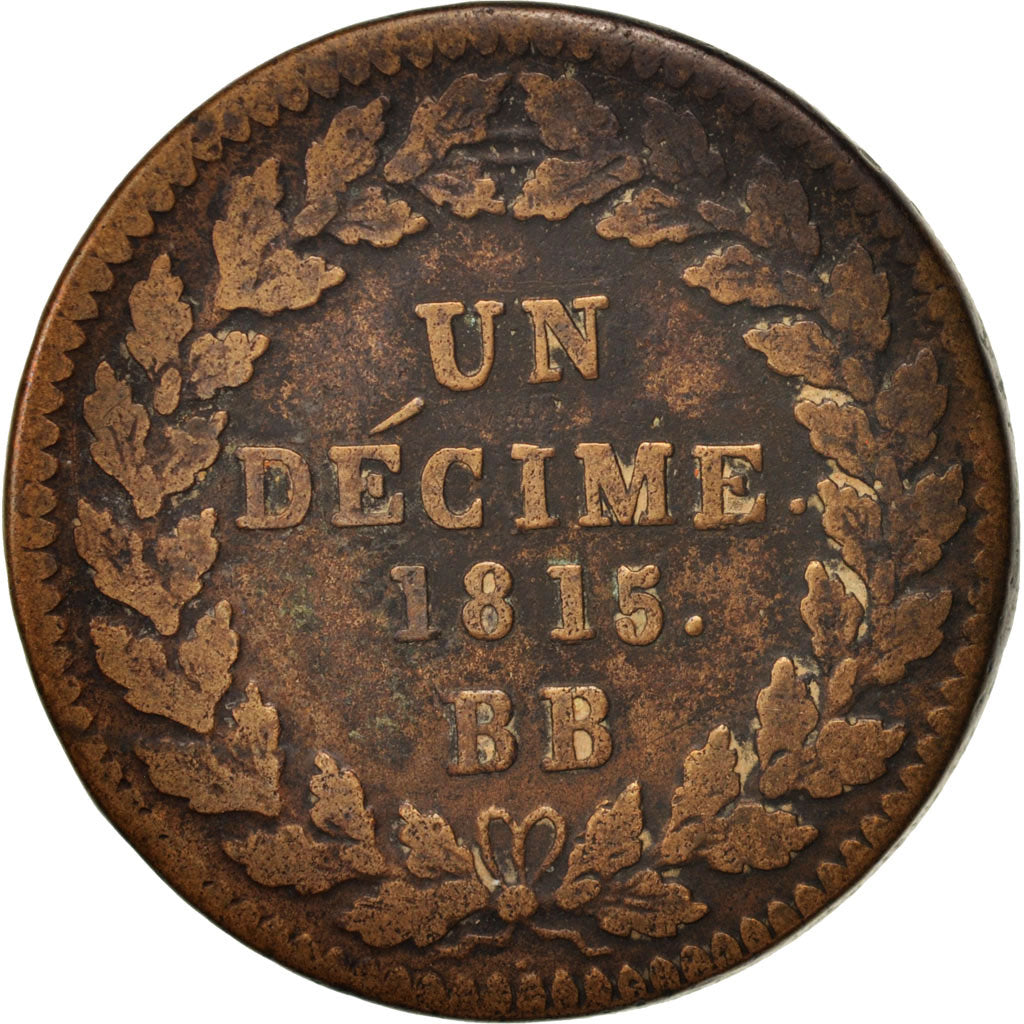 Coin, France, Louis XVIII, Decime, 1815, Strasbourg, VF(30-35), Bronze, KM:701