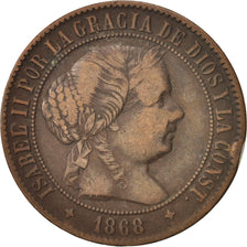 Spain, Isabel II, 5 Centimos, 1868, Jubia, VF(30-35), Copper, KM:635.2