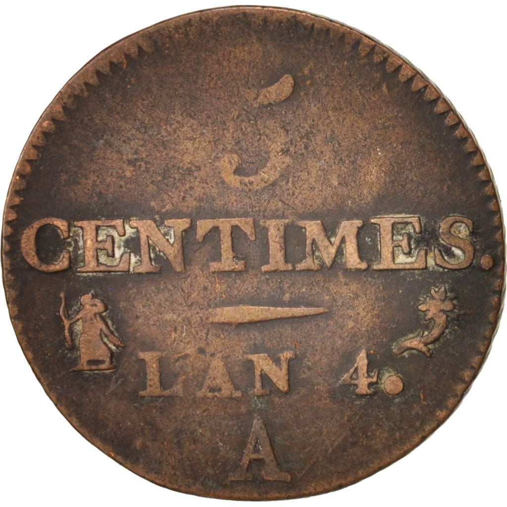 Coin, France, Dupré, 5 Centimes, 1795, Paris, VF(30-35), Bronze, KM:635.1