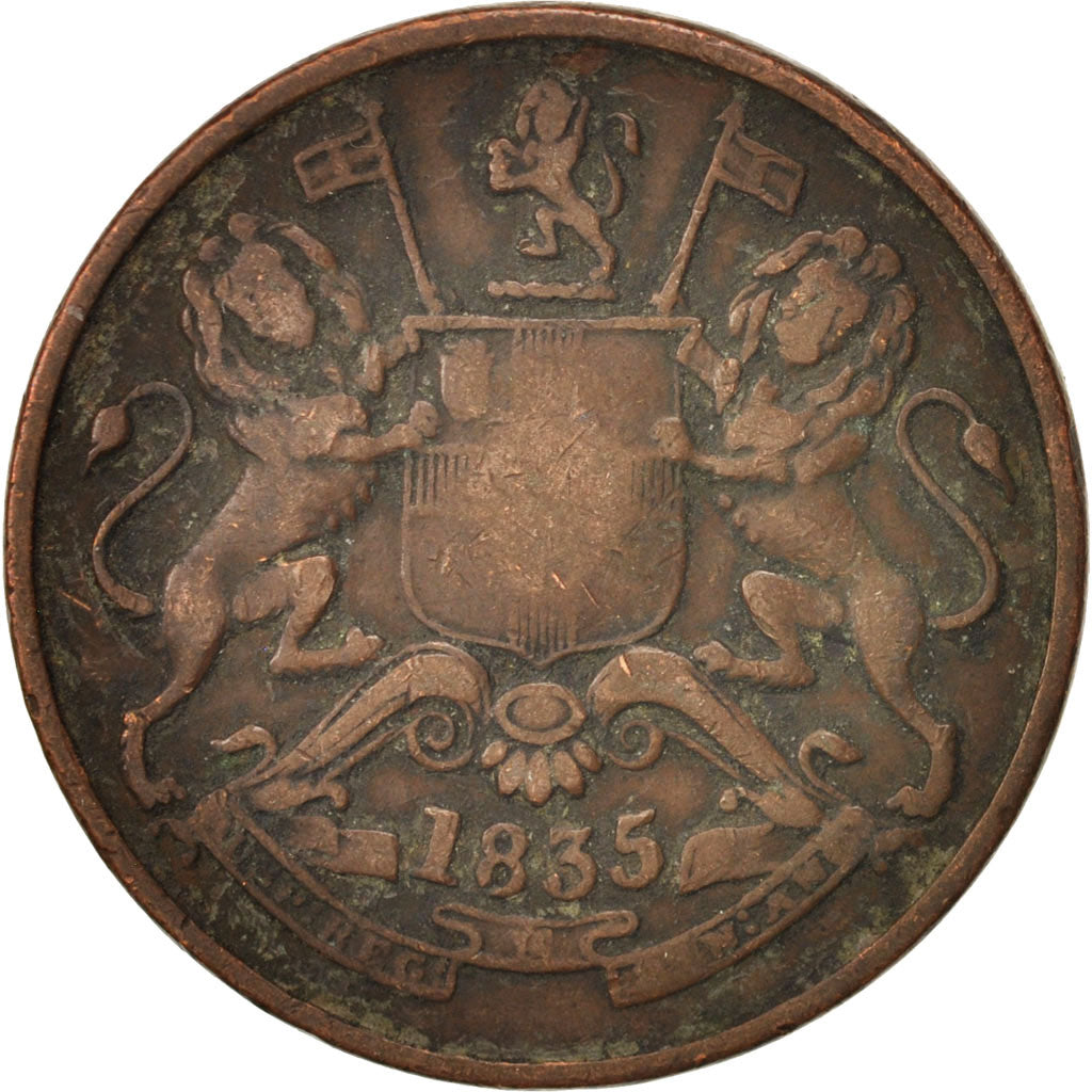 Coin, INDIA-BRITISH, 1/2 Anna, 1835, Madras, VF(20-25), Copper, KM:447.1