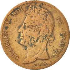 FRENCH COLONIES, Charles X, 5 Centimes, 1825, Paris, VF(20-25), Bronze, KM:10.1