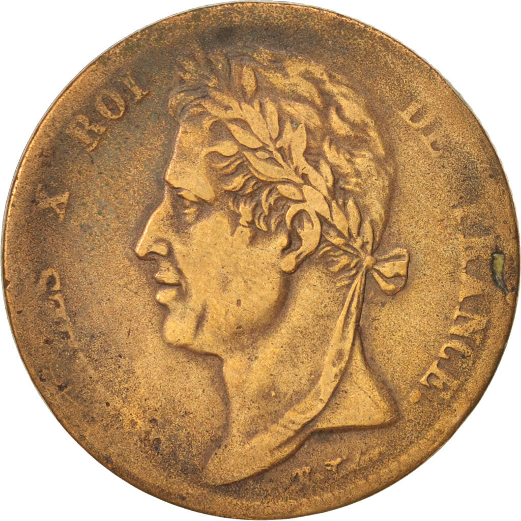 Colonies françaises, Charles X, 5 Centimes, 1830, Paris, TB, Bronze, KM:10.1
