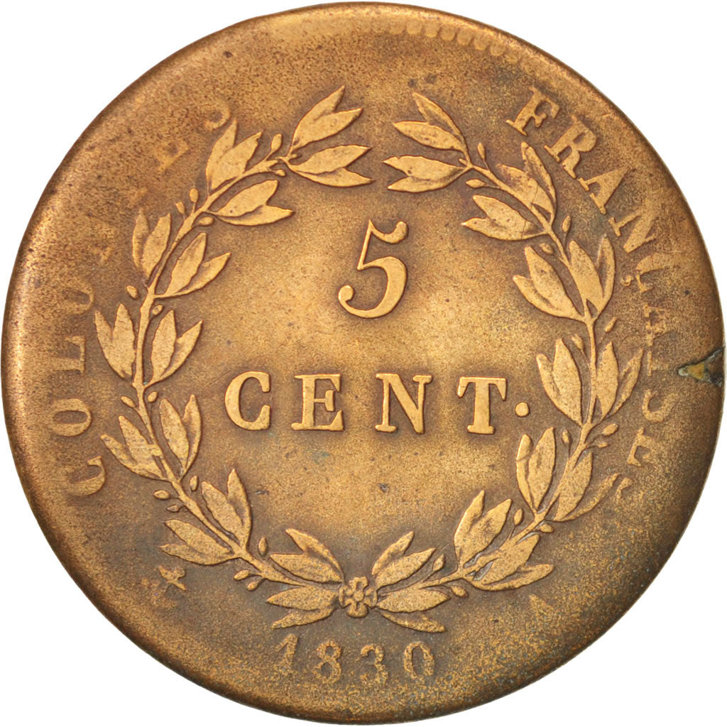 Colonies françaises, Charles X, 5 Centimes, 1830, Paris, TB, Bronze, KM:10.1