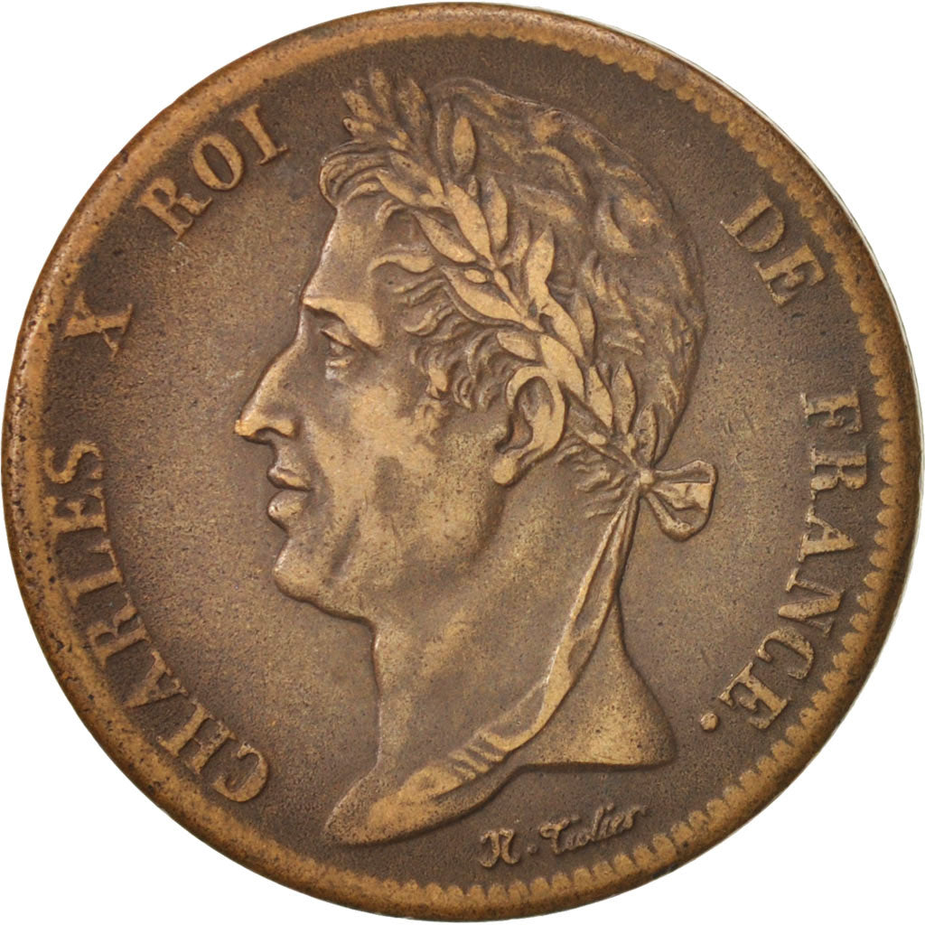 Coin, FRENCH COLONIES, Charles X, 5 Centimes, 1830, Paris, EF(40-45), Bronze