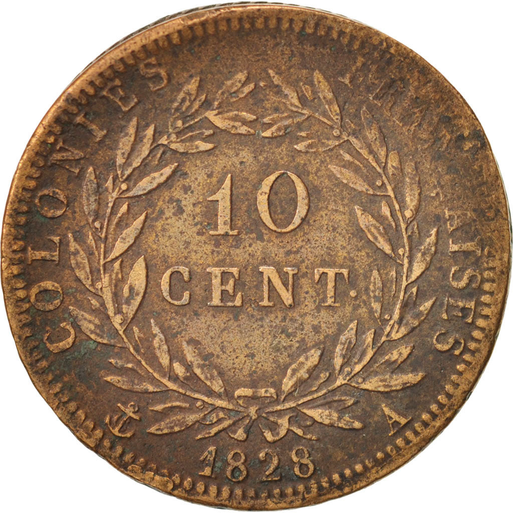 Colonies françaises, Charles X, 5 Centimes, 1828, Paris, TTB, Bronze, KM:10.1