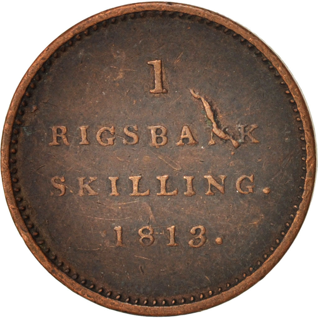 Coin, Denmark, Frederik VI, Rigsbankskilling, 1813, Copenhagen, EF(40-45)