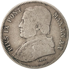 Moneda, Estados italianos, PAPAL STATES, Pius IX, 20 Baiocchi, 1865, Rome, BC+