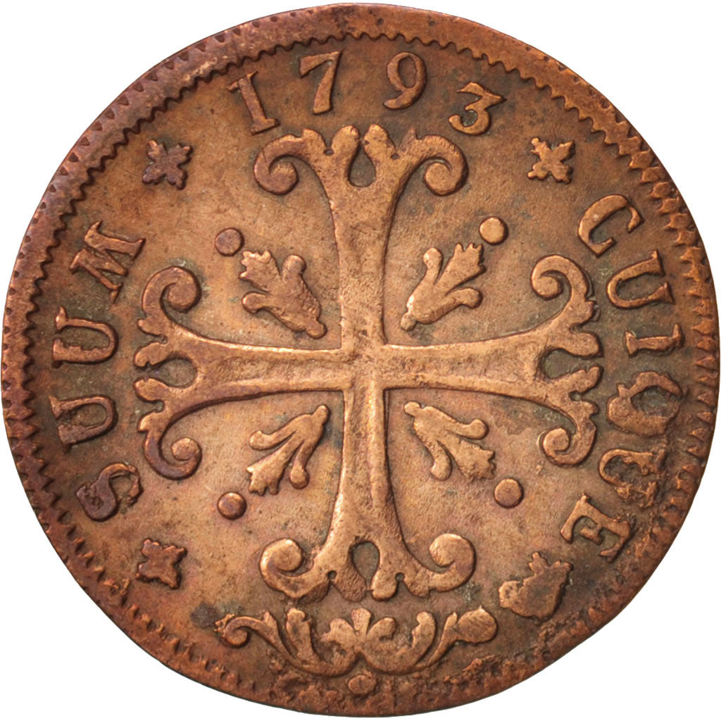 Coin, SWISS CANTONS, NEUCHATEL, 1/2 Batzen, 1793, Neuenburg, EF(40-45), Billon