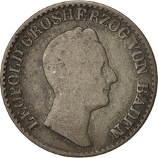 German States, BADEN, Leopold I, 6 Kreuzer, 1831, VF(20-25), Silver, KM:198.1