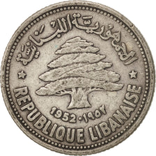 Lebanon, 50 Piastres, 1952, Utrecht, AU(50-53), Silver, KM:17