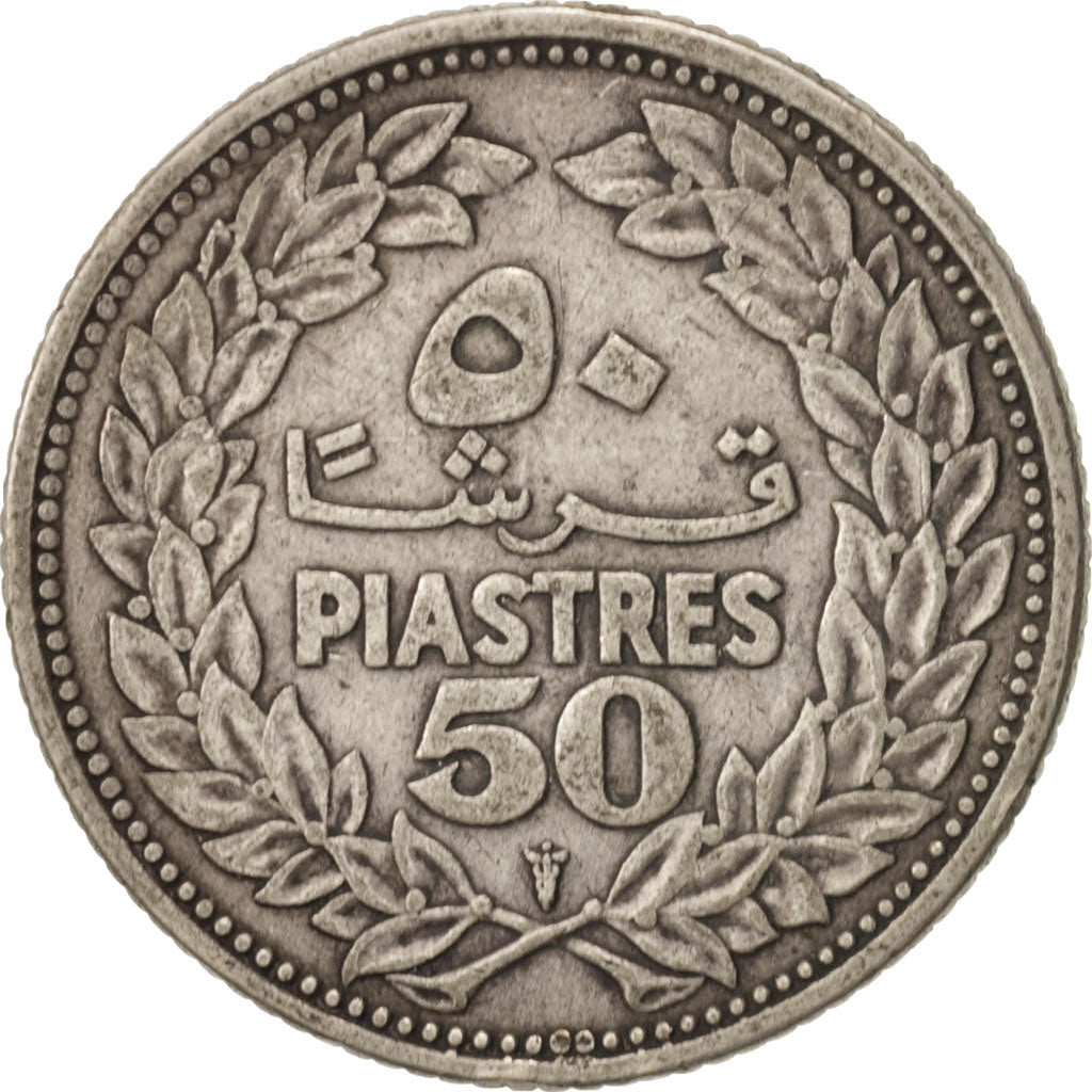 Lebanon, 50 Piastres, 1952, Utrecht, AU(50-53), Silver, KM:17