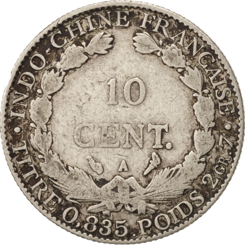 FRENCH INDO-CHINA, 10 Cents, 1900, Paris, VF(30-35), Silver, KM:9