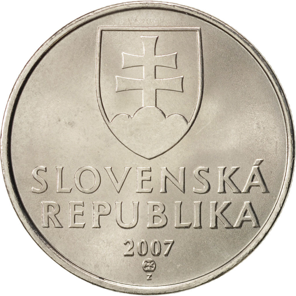 Coin, Slovakia, 5 Koruna, 2007, MS(65-70), Nickel plated steel, KM:14