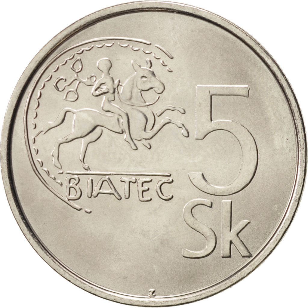 Coin, Slovakia, 5 Koruna, 2007, MS(65-70), Nickel plated steel, KM:14