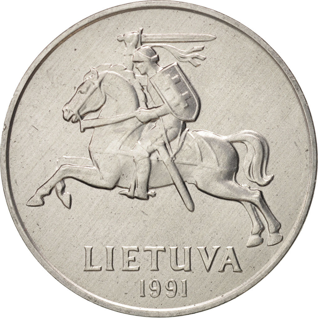 Moneta, Litwa, 5 Centai, 1991, MS(65-70), Aluminium, KM:87