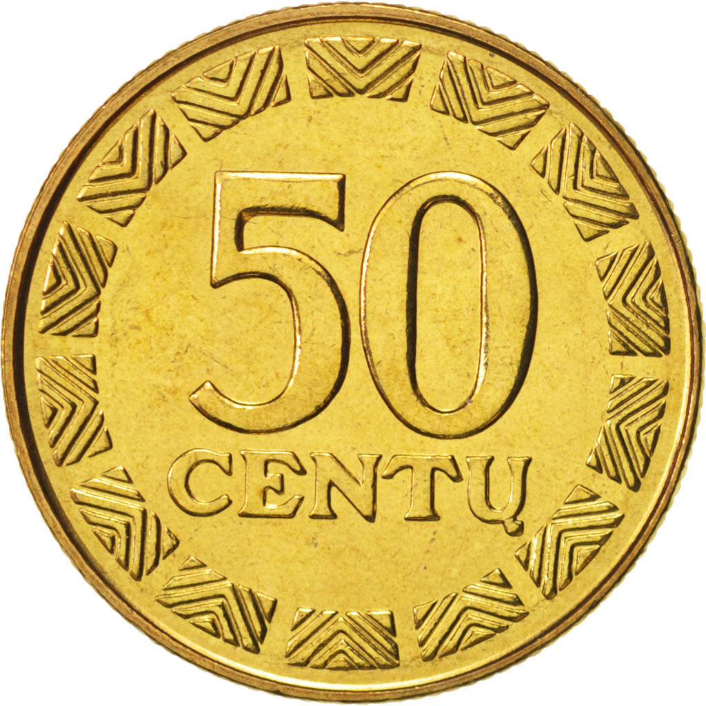 Moneta, Litwa, 50 Centu, 2000, MS(65-70), Mosiądz niklowy, KM:108
