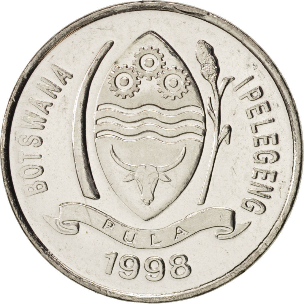 Coin, Botswana, 10 Thebe, 1998, British Royal Mint, MS(64), Nickel plated steel