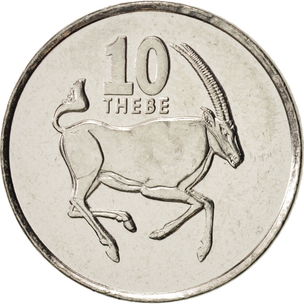 Coin, Botswana, 10 Thebe, 1998, British Royal Mint, MS(64), Nickel plated steel