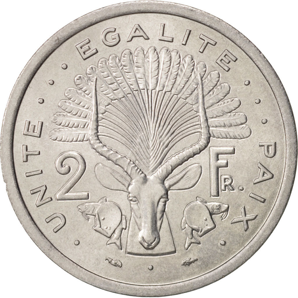 Coin, Djibouti, 2 Francs, 1977, Paris, MS(65-70), Aluminum, KM:21