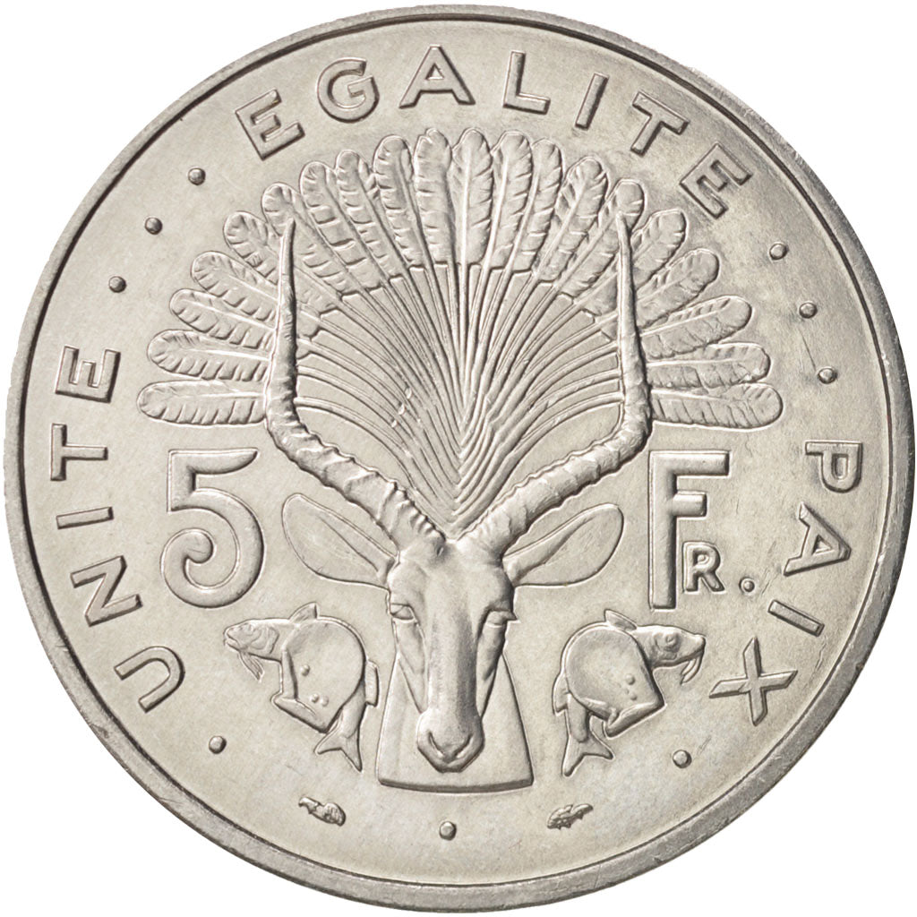 Moneta, Dżibuti, 5 Francs, 1991, Paris, MS(65-70), Aluminium, KM:22