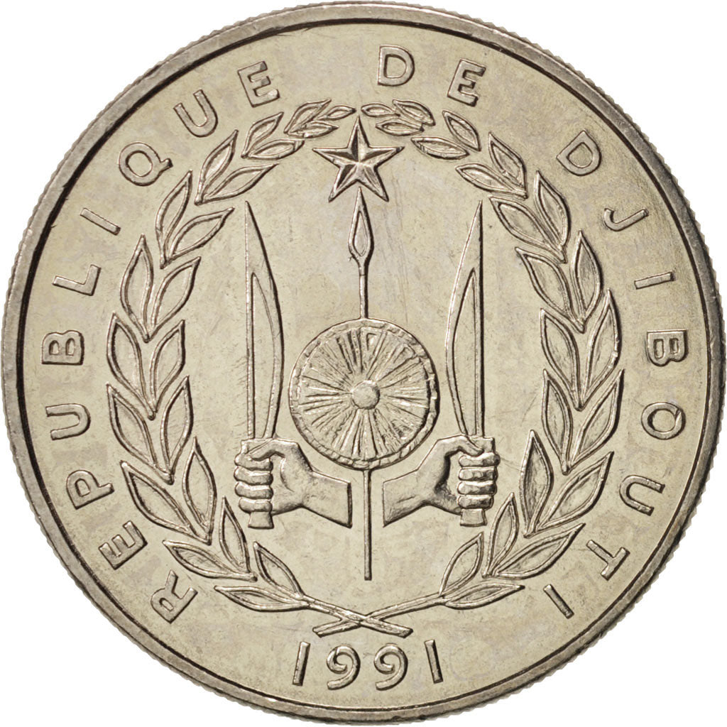 Monnaie, Djibouti, 50 Francs, 1991, Paris, SPL+, Copper-nickel, KM:25