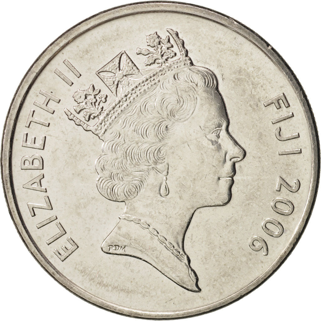 Moneda, Fiji, Elizabeth II, 20 Cents, 2006, SC+, Níquel chapado en acero