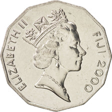 Fiji, Elizabeth II, 50 Cents, 2000, UNZ+, Nickel Bonded Steel, KM:54a