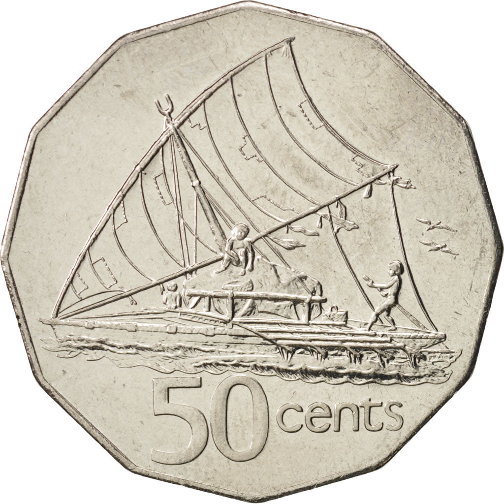 Fiji, Elizabeth II, 50 Cents, 2000, MS(64), Nickel Bonded Steel, KM:54a