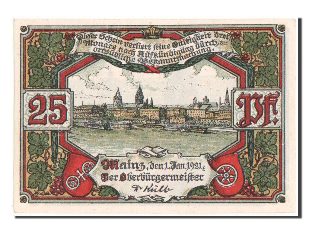 Germany, Mainz Stadt, 25 Pfennig, 1921, UNC(60-62), Mehl #860.1b