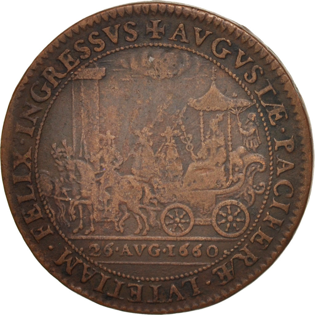 France, Token, Royal, Marie-Thérèse d'Autriche, Arrivée de la reine à Paris