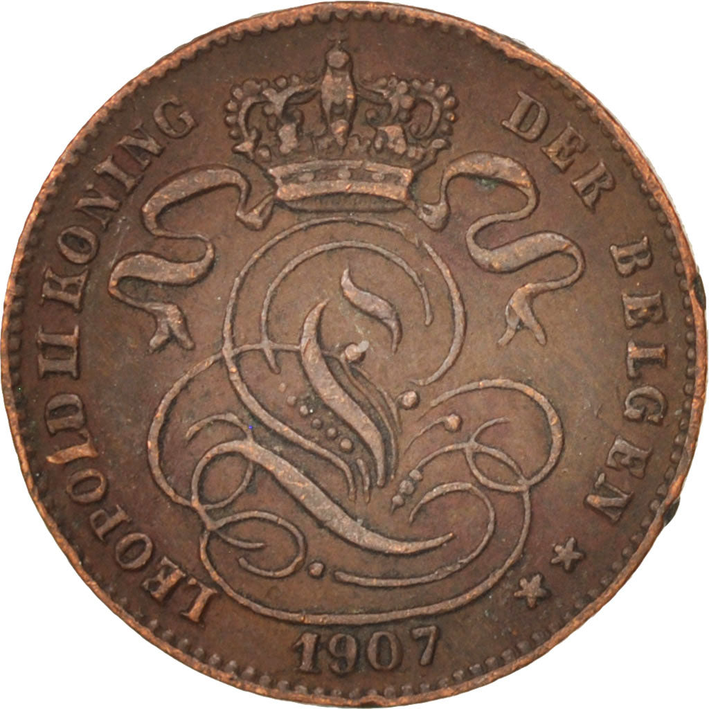 Coin, Belgium, Leopold II, Centime, 1907, AU(50-53), Copper, KM:34.1