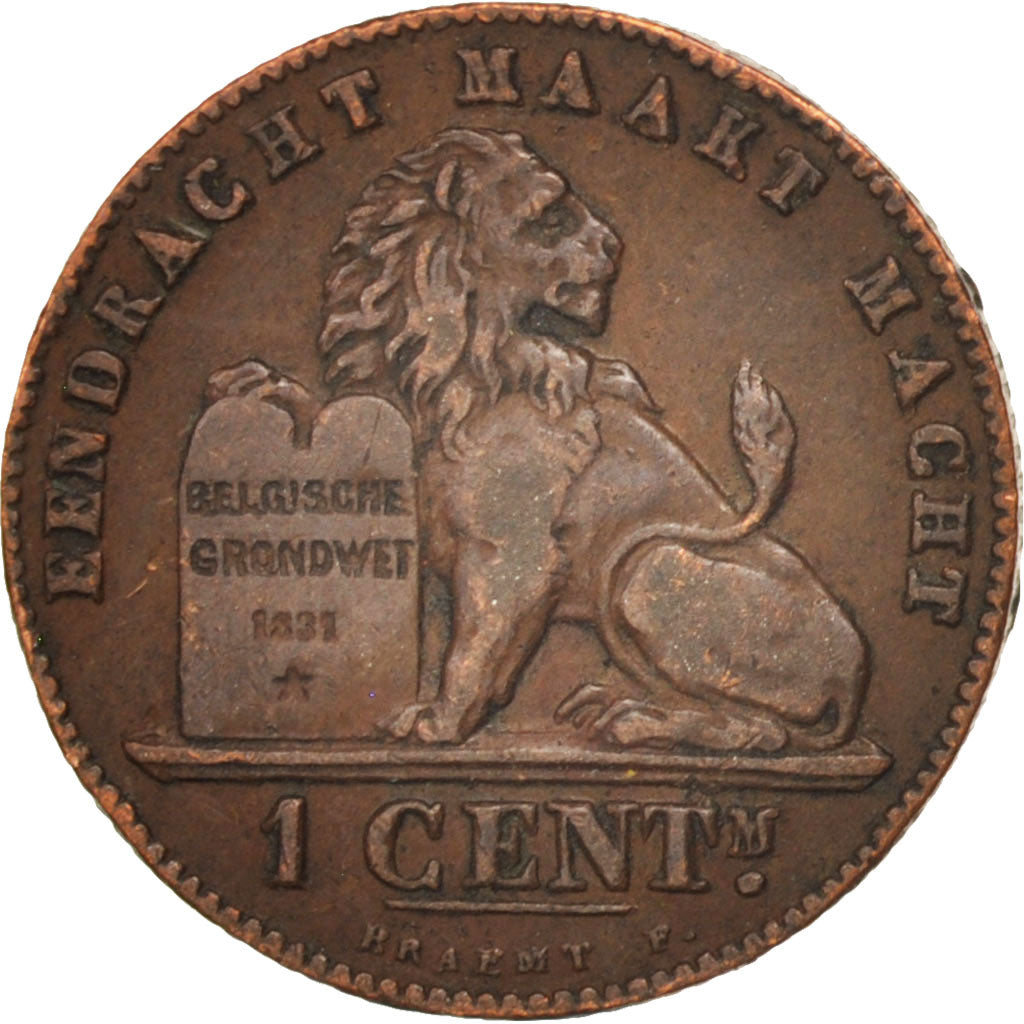 Coin, Belgium, Leopold II, Centime, 1907, AU(50-53), Copper, KM:34.1