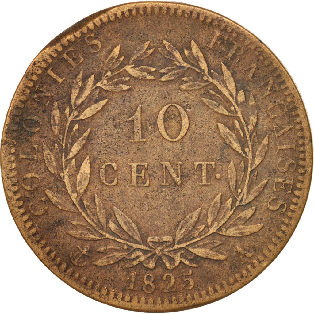 Monnaie, Colonies françaises, Charles X, 10 Centimes, 1825, Paris, TTB, Bronze