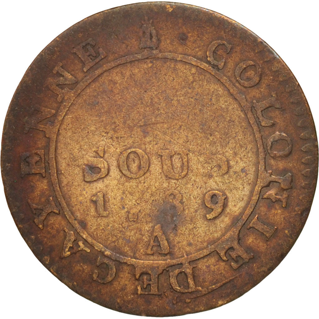 France, 2 Sous, 1789, Paris, VF(20-25), Copper, Lecompte:20