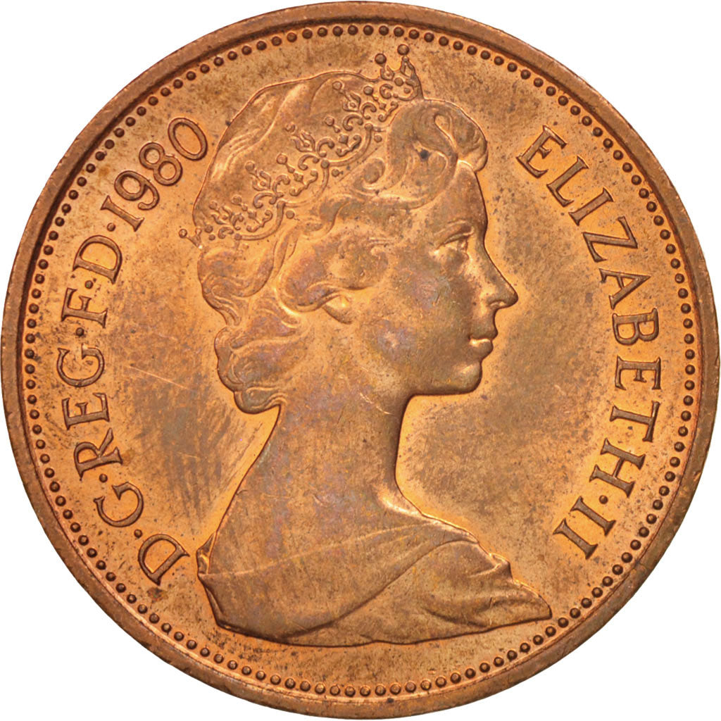 Monnaie, Grande-Bretagne, Elizabeth II, 2 New Pence, 1980, SUP+, Bronze, KM:916