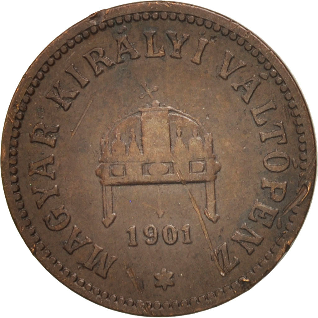 Moneta, Węgry, Franz Joseph I, 2 Filler, 1901, Kormoczbanya, VF(20-25), Bronze
