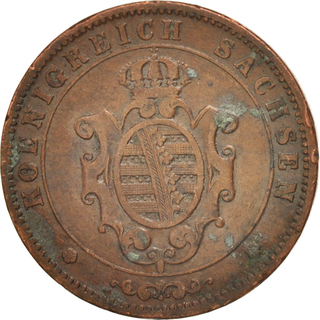 Coin, German States, SAXONY-ALBERTINE, Johann, 5 Pfennig, 1863, EF(40-45)