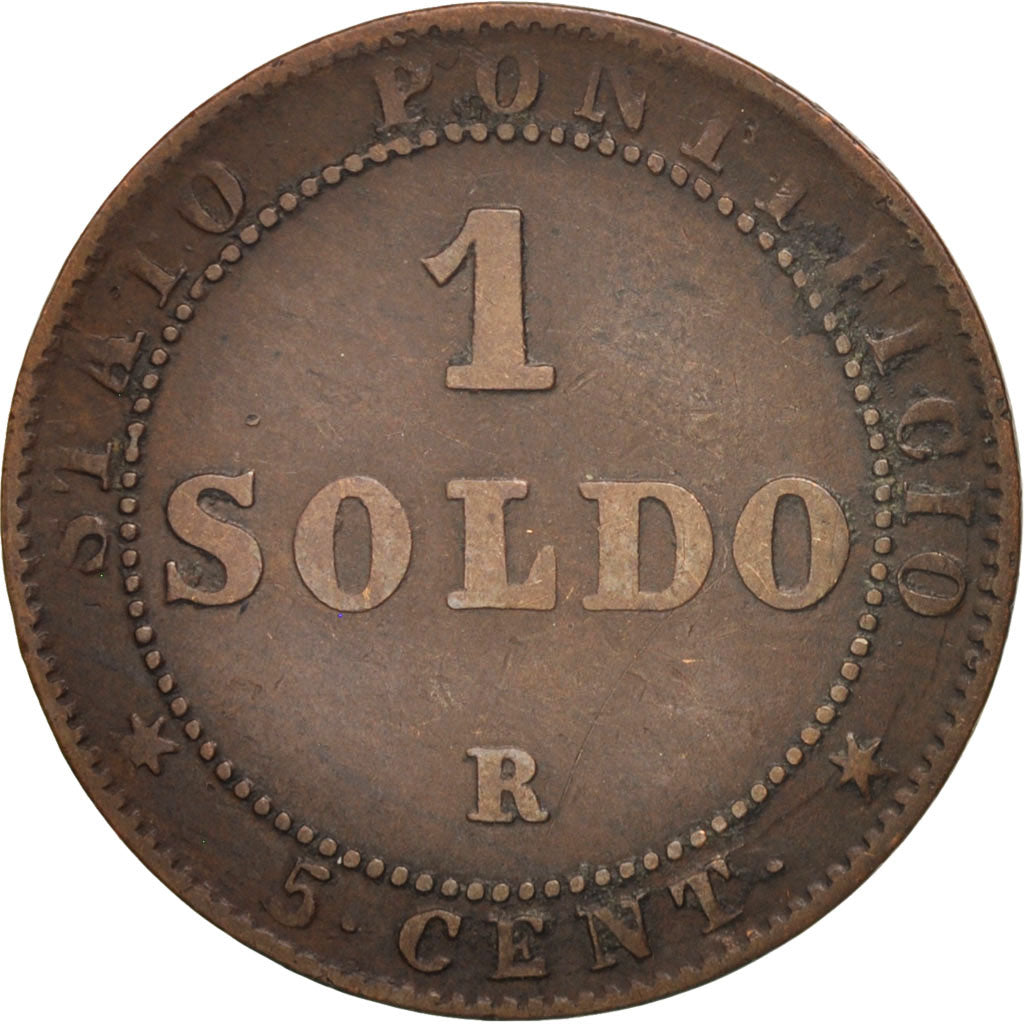 Moneta, DEPARTAMENTY WŁOSKIE, PAPAL STATES, Pius IX, Soldo, 5 Centesimi, 1867