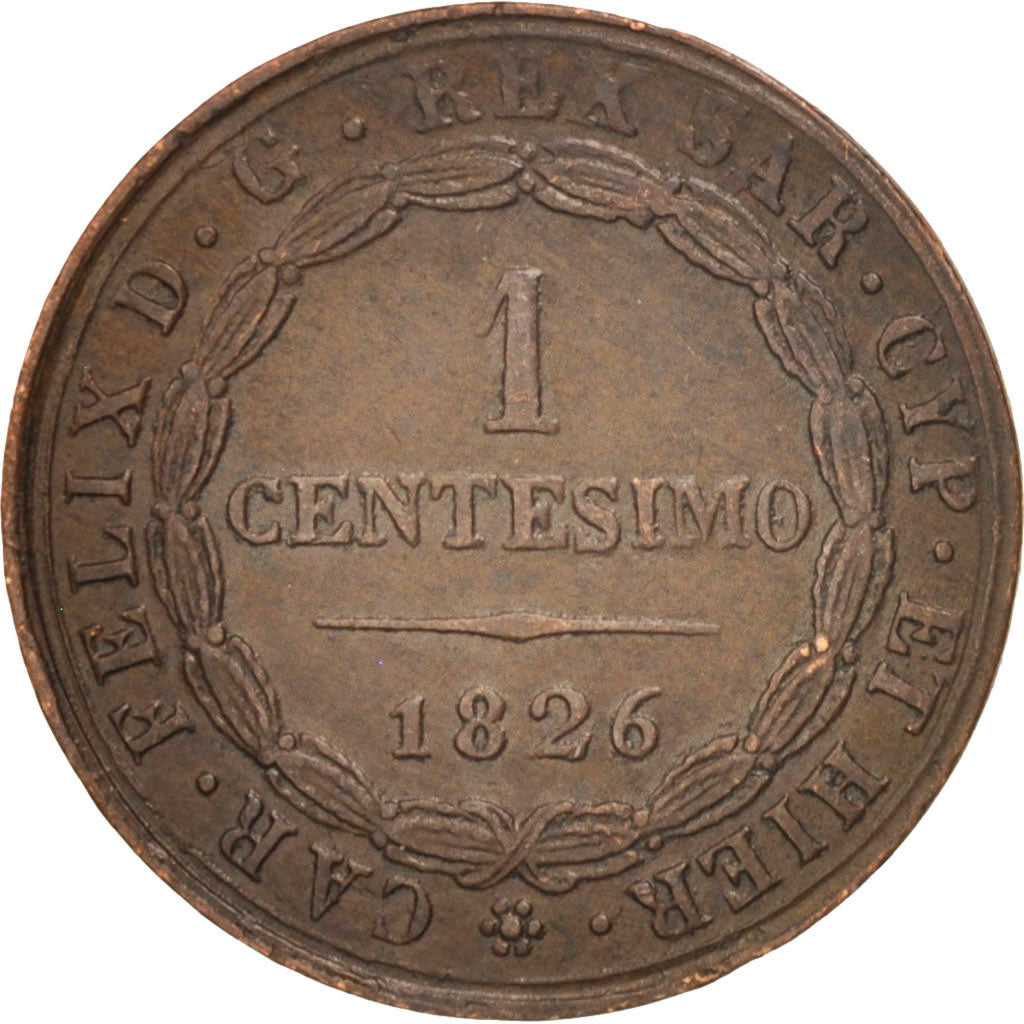 Coin, ITALIAN STATES, SARDINIA, Carlo Felice, Centesimo, 1826, Genoa, EF(40-45)