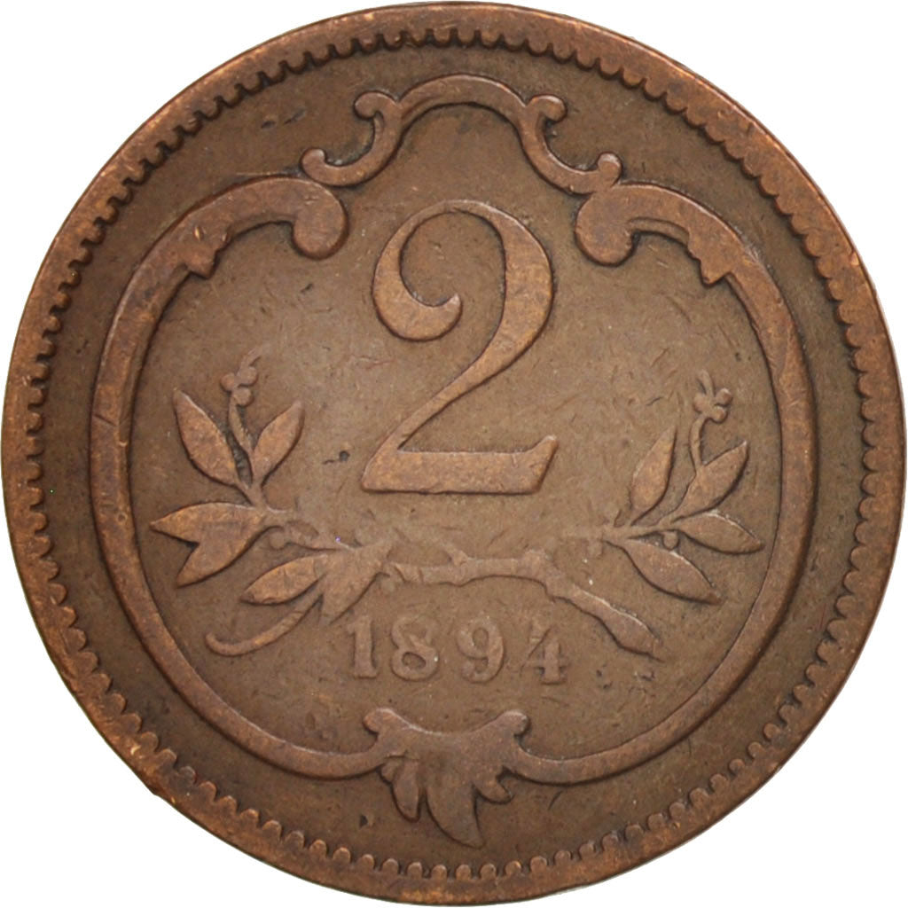 Monnaie, Autriche, Franz Joseph I, 2 Heller, 1894, TB, Bronze, KM:2801