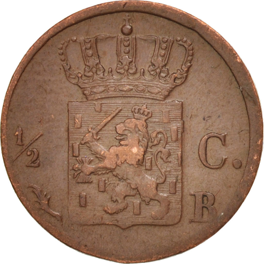 Netherlands, William I, 1/2 Cent, 1823, Brussels, VF(30-35), Copper, KM:51