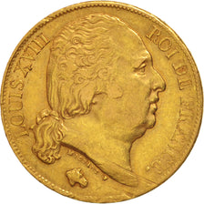 France, Louis XVIII, Louis XVIII, 20 Francs, 1824, Paris, EF(40-45), Gold