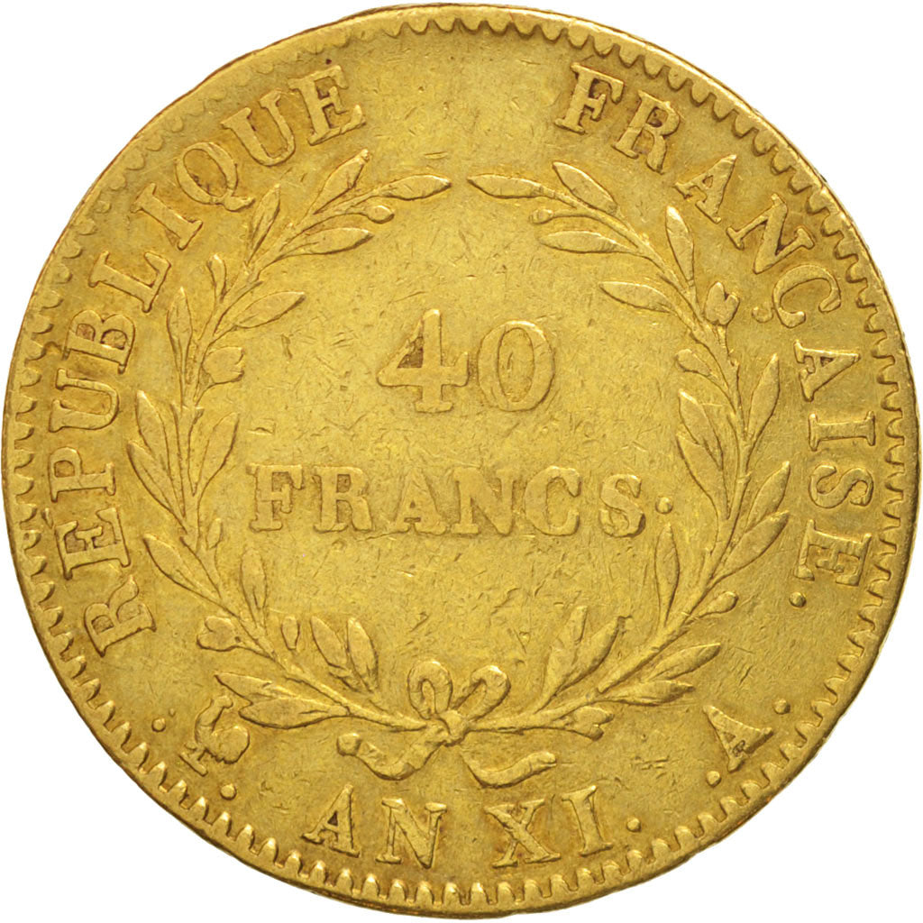Coin, France, Napoléon I, 40 Francs, 1803, Paris, VF(30-35), Gold, KM:652