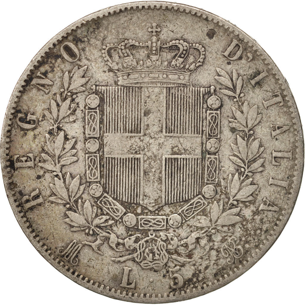 Coin, Italy, Vittorio Emanuele II, 5 Lire, 1872, Milan, VF(20-25), Silver