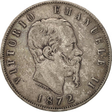 Moneta, Italia, Vittorio Emanuele II, 5 Lire, 1872, Milan, MB+, Argento, KM:8.3
