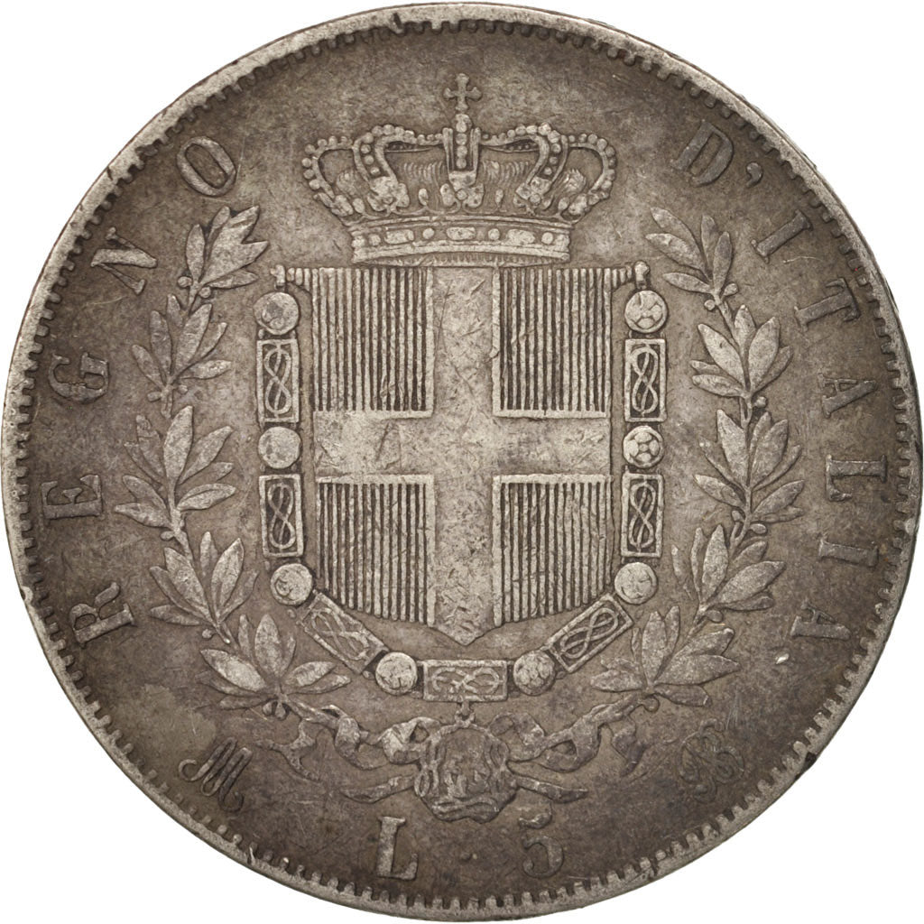 Münze, Italien, Vittorio Emanuele II, 5 Lire, 1872, Milan, S+, Silber, KM:8.3