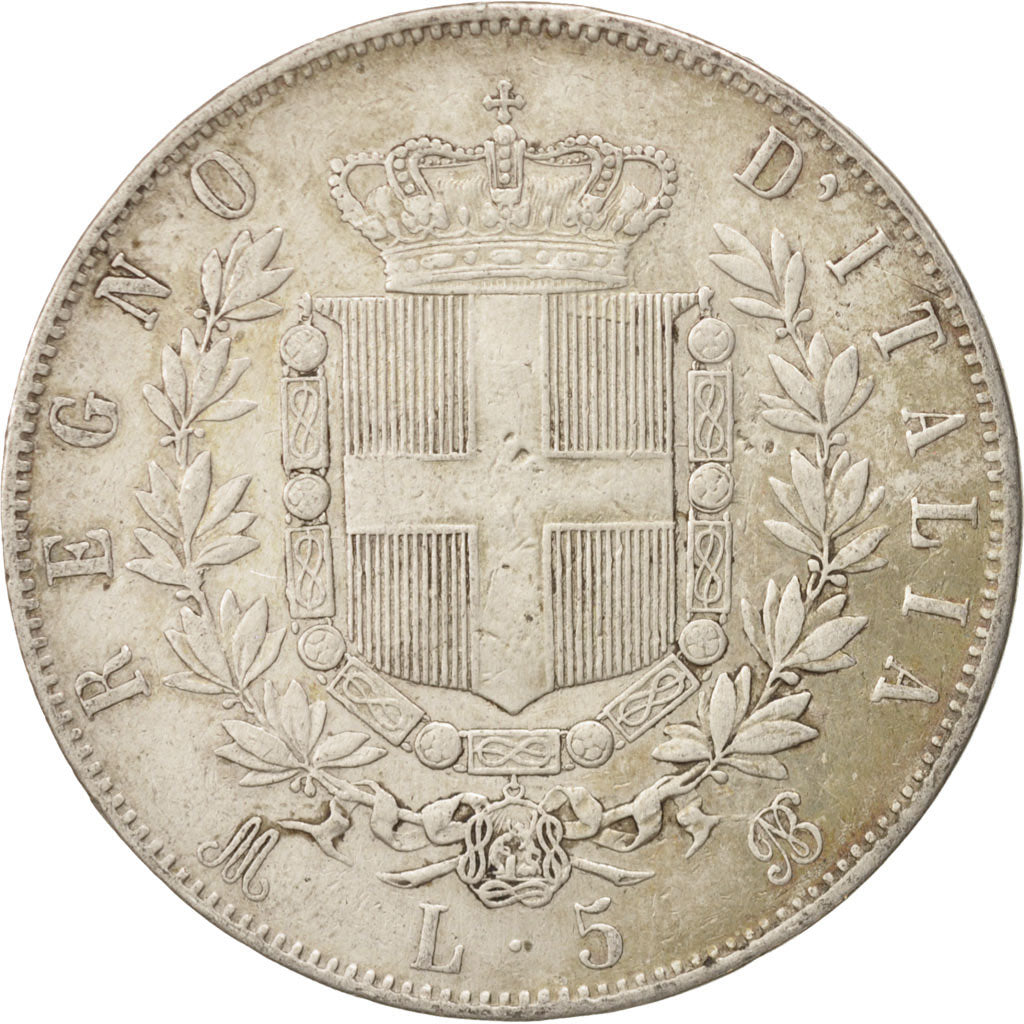 Coin, Italy, Vittorio Emanuele II, 5 Lire, 1872, Milan, EF(40-45), Silver