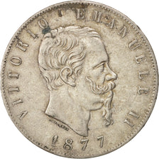 Coin, Italy, Vittorio Emanuele II, 5 Lire, 1877, Rome, AU(50-53), Silver, KM:8.4